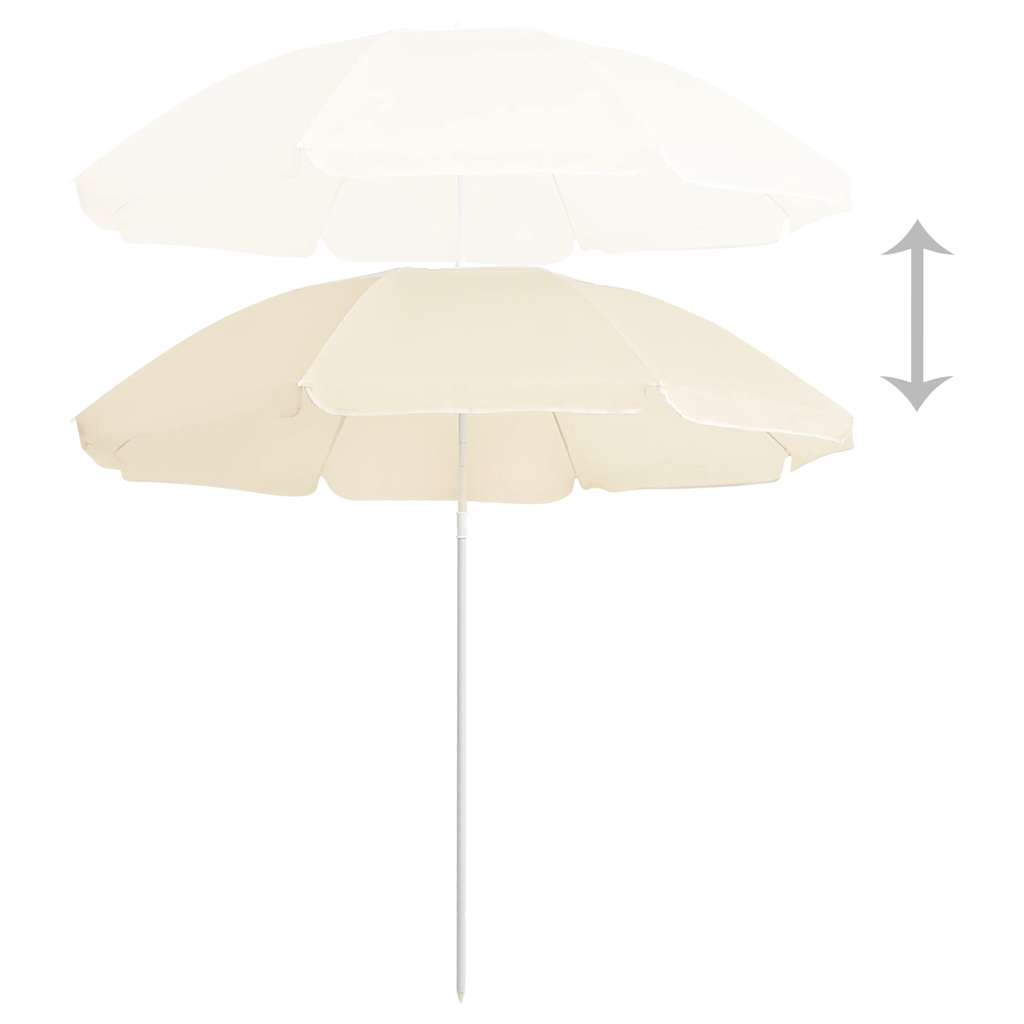 180 Cm Sun Umbrella with Steel Pole Sand Color