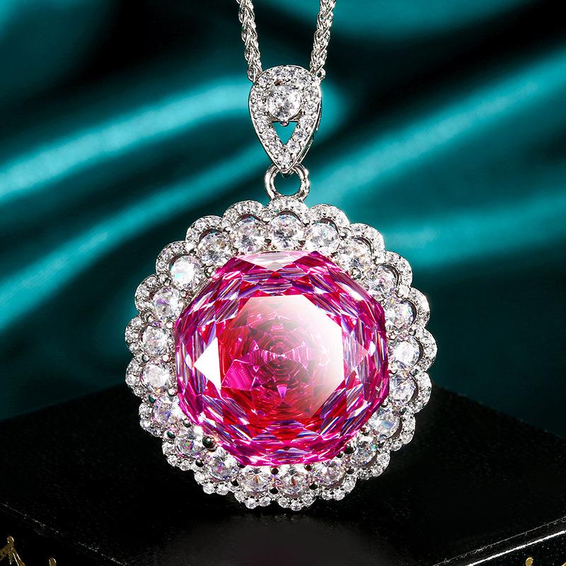 Popular Jewelry Copper Bottom Gold-Plated Rose Cut Dragon Fruit Color Light Luxury Set Main Stone 18Mm