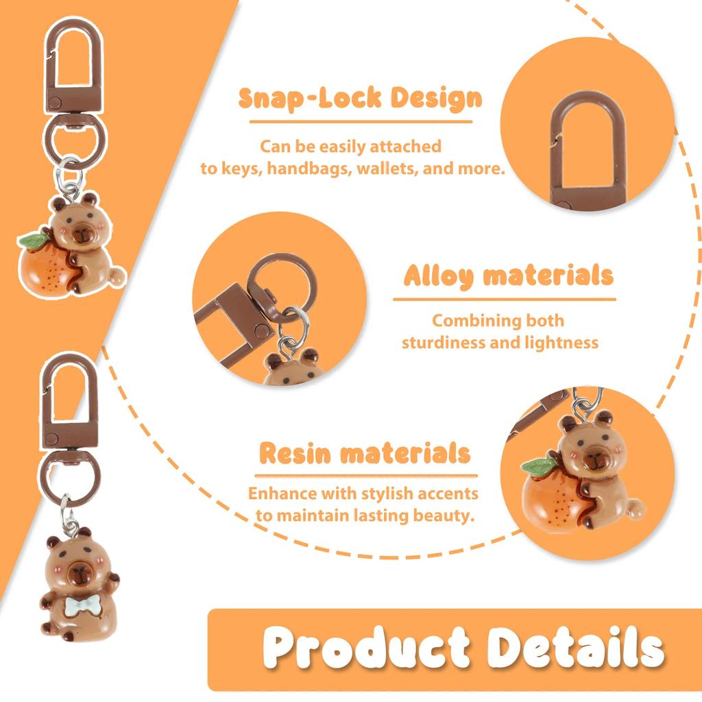 30Pcs Resin Capybara Keychain Charm Set 3D Capybara Keychain Backpack Pendant Mini Cartoon Purse Car Keyrings Handbag Decoration
