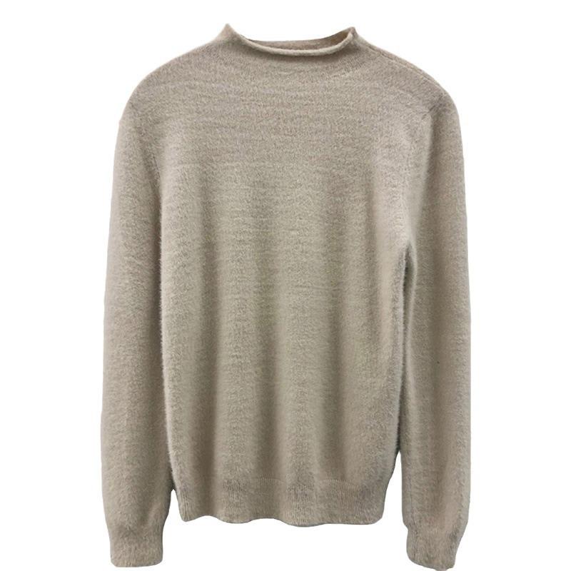 Women's Fleece-Lined Semi-High Neck Faux Mink Base Layer for Autumn/Winter