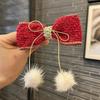 Rote Schleife Prinzessinnenkrone Haarspange für Mädchen - Elegantes Herbst-/Winter-Accessoire