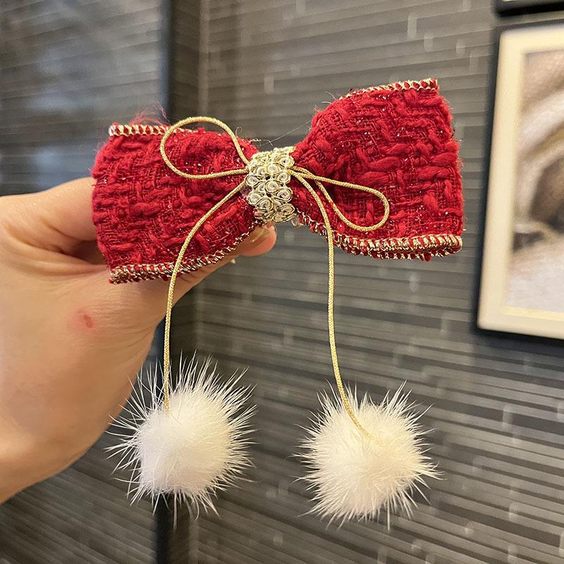 Rote Schleife Prinzessinnenkrone Haarspange für Mädchen - Elegantes Herbst-/Winter-Accessoire