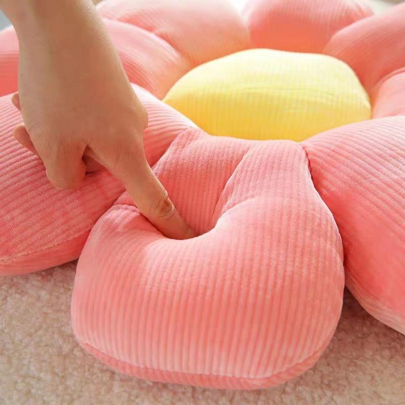 Cuscino imbottito con fiori a sei petali Decorazione per la camera da ragazza Cuscino girasole Cuscino per bovindo Fiore rosa Impostazione per cuscino da seduta per camera da letto dei bambini