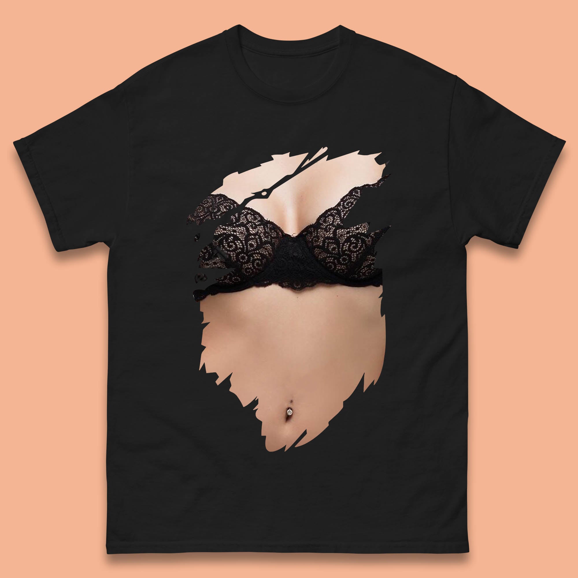 Beautiful Sexy Glamour Blonde Girl Stylish Trendy Summer Fashion Sexy Bra Mens Tee Top 3XL