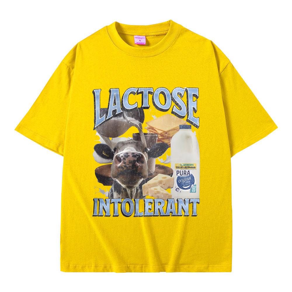 Laktoseintolerant Grafisk T-skjorte Herremote Høy Kvalitet Bomulls T-skjorter Menn Kvinners Casual Oversized Kortermet T-skjorte