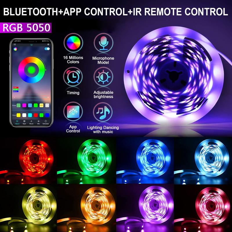LED Streifen Lichter 1M-8M USB Bluetooth RGB 5050 5V Luces Flexible Band TV Desktop Bildschirm hintergrundbeleuchtung Diode Band Fita Für Zuhause