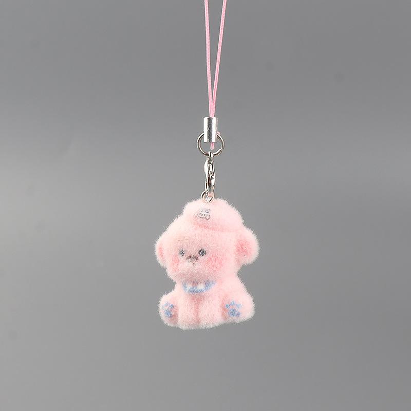 3D Beflockte Tieranhänger Handy-Schlüsselanhänger Lanyard Hängender Charme Taschenanhänger Paar-Schlüsselanhänger