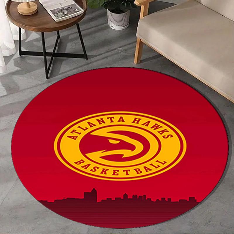 1PC Atlanta Basketball Round Rug, Non-slip Chair Mat, Home Decor, Circle Carpet Perfect for Office, Bedroom, Living Room,Christmas gift