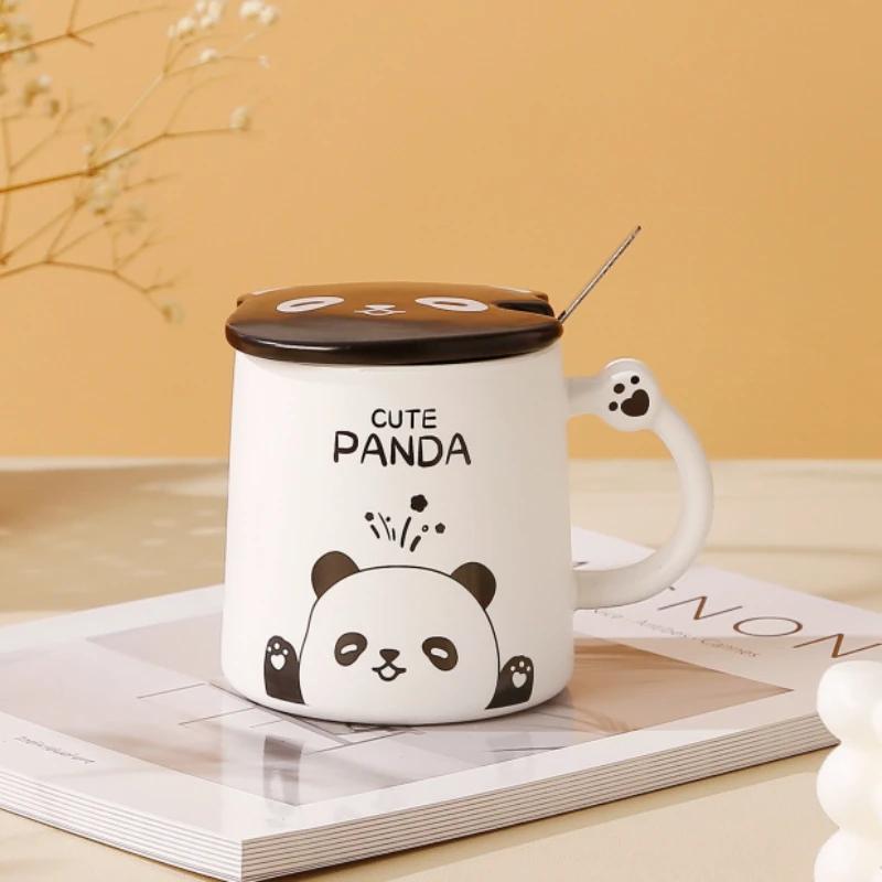 Creative Cartoon Panda Ceramic Cup Original and Funny Cups To Give Away Mugs Children's Cute Cover Original Black and White Mug