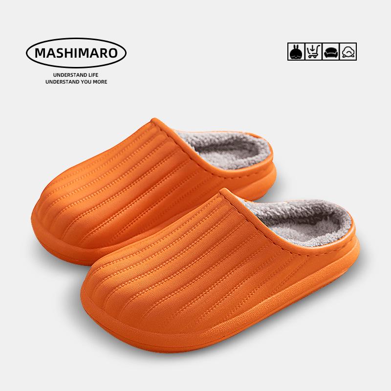 Waterproof Non-Slip Cotton Slippers for Outdoor & Indoor Use, Unisex, Warm for Autumn & Winter.