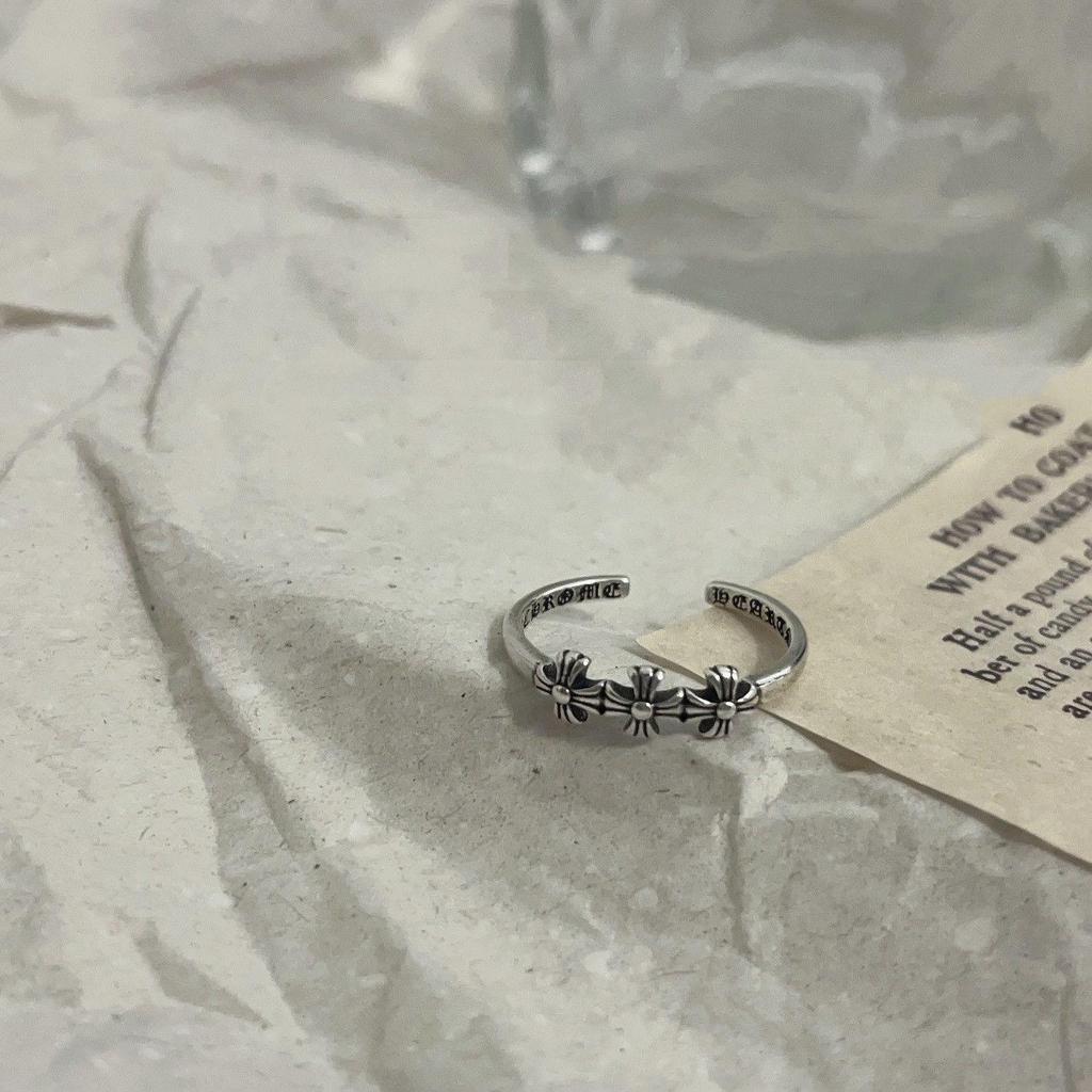 Dark Retro Distressed Pentagram Antique Silver Adjustable Ring for Women