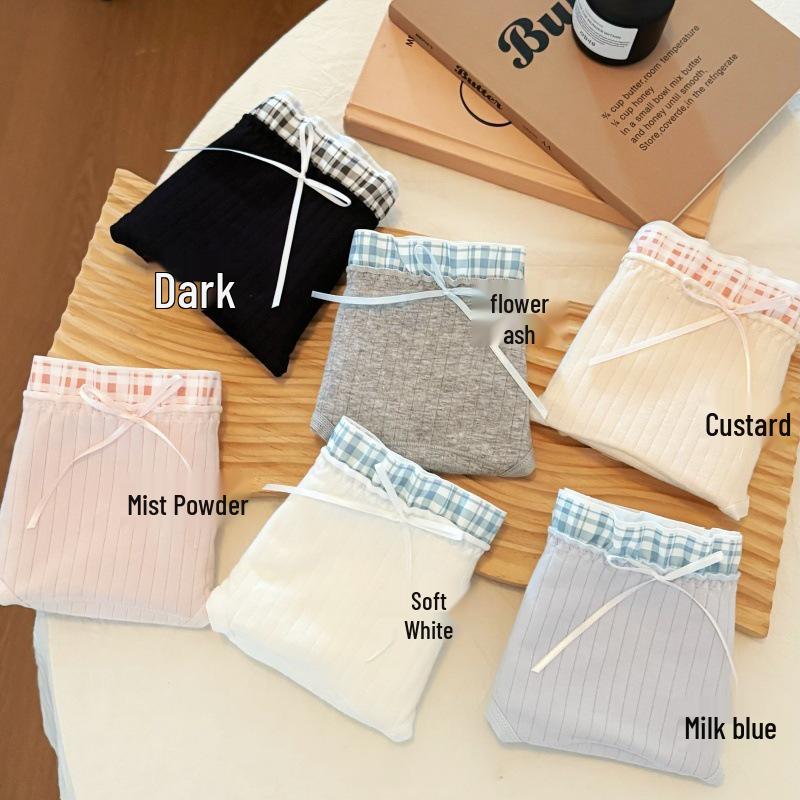 10A Sweet Korean Japanese Style 2025 Antibacterial Hip-Hugging Ladies Briefs M светло-серый