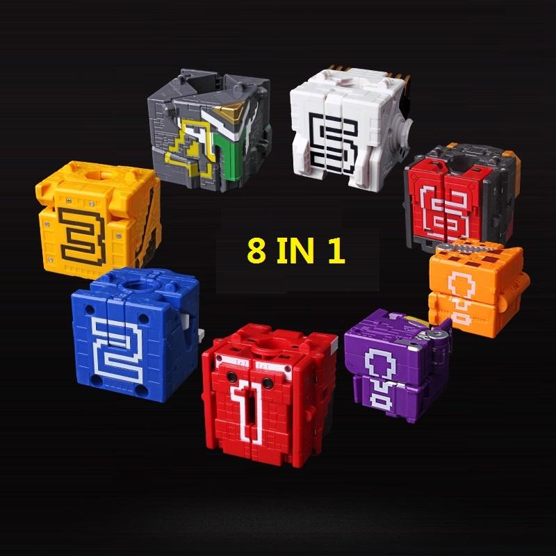 Power Montieren Lernspielzeug Mathe Würfel Verwandlungsroboter Ziffern Puzzle Ranger Tiere Jungen Spielzeug für Kinder