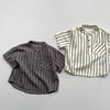 Boys' Shirt Summer Boys' and Girls' Baby Forest Korean Edition Strong Stripe Short Sleeve Children's Versatile Top Trendy