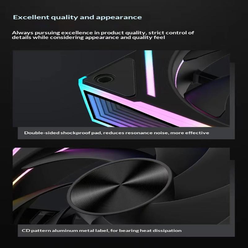 12Cm Argb 4 Pin Computer Case Fan Quiet Cooling 12V Large Air Volume 800-1600Rpm For Desktop Gaming Pc Build
