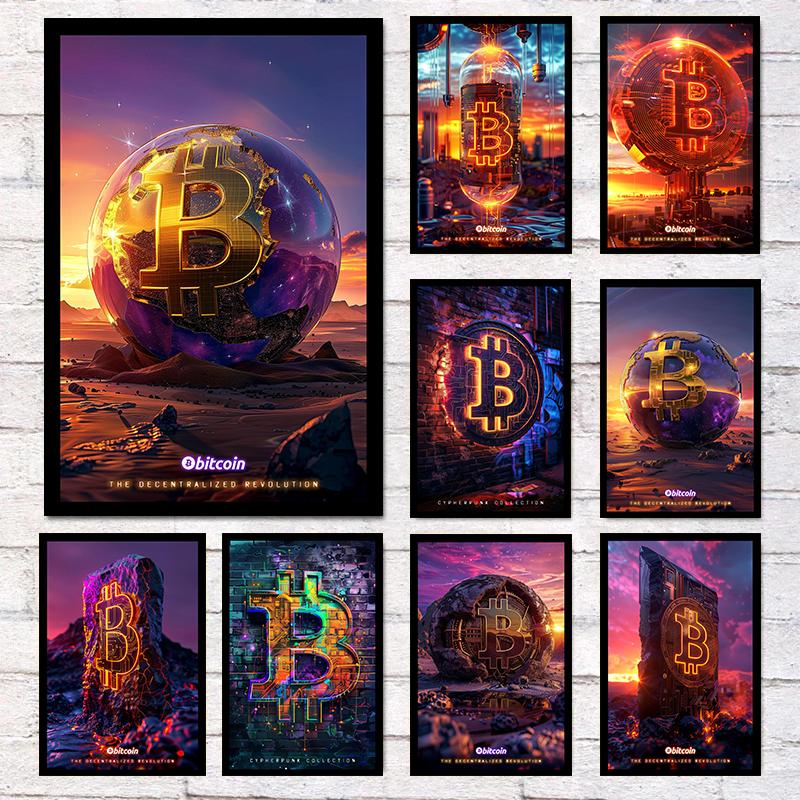 

Modern Abstract Neon Bitcoin Graffiti Artwork Posters Prints Canvas Painting Wall Art Picture Living Room Home Decor 21cm×30cm NoFrame