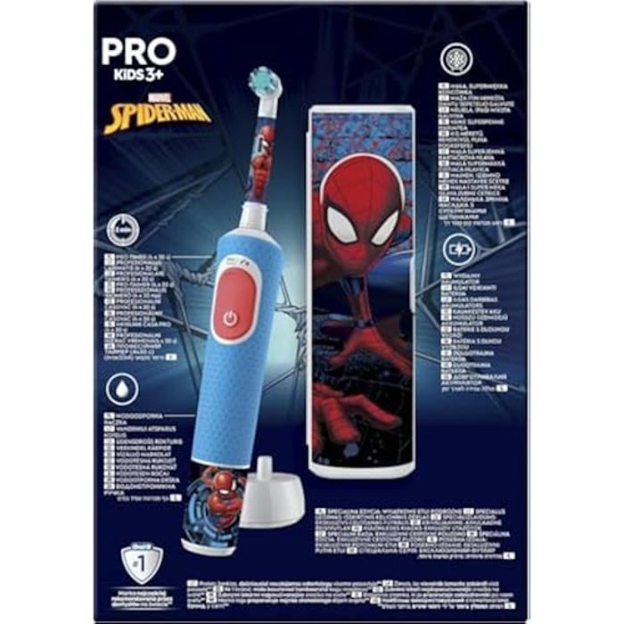Brosse à dents électrique - ORAL-B - Vitality Pro Kids - Spiderman - Multicolore - Étui de voyage inclus