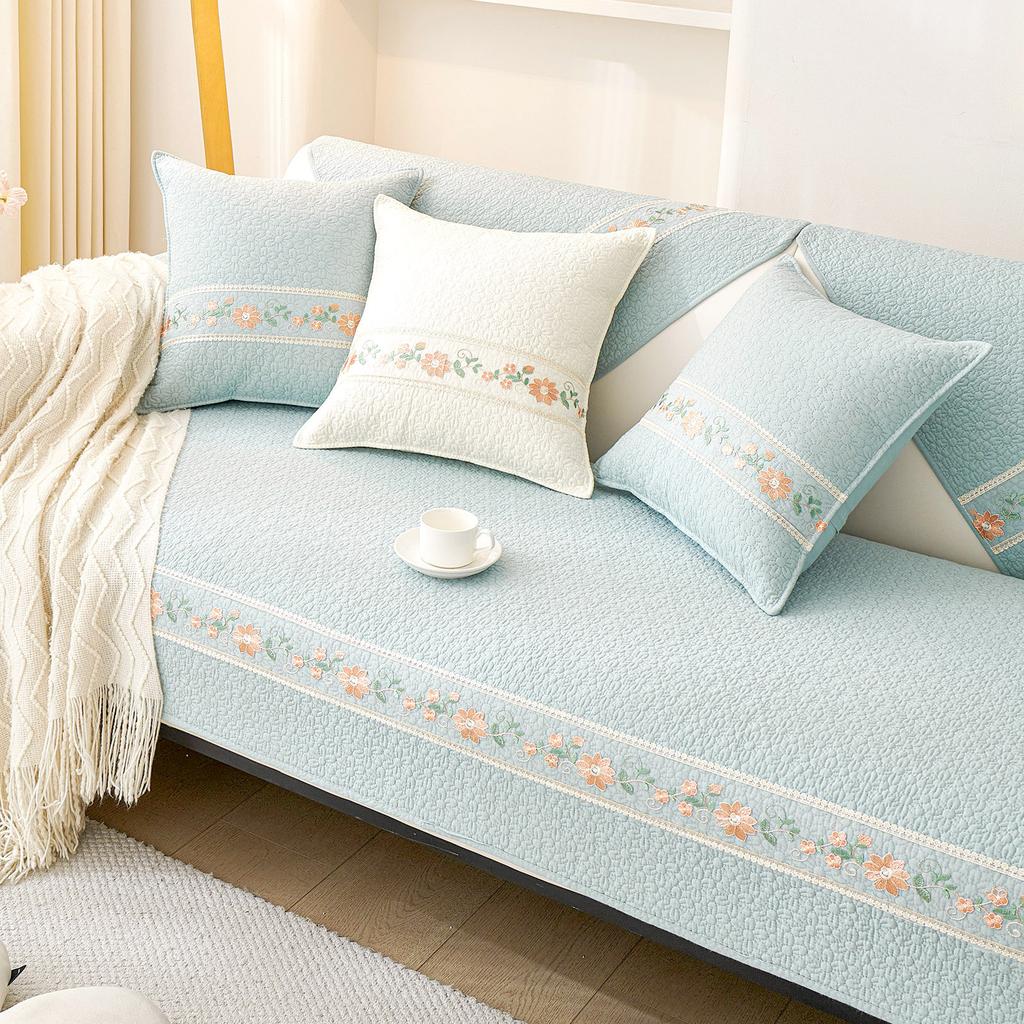 Pure Cotton Sofa Cushion, Universal In All Seasons, Non-Slip, Small And Fresh  High-End Sofa Cover Towel, Cream Wind Seat Cushion