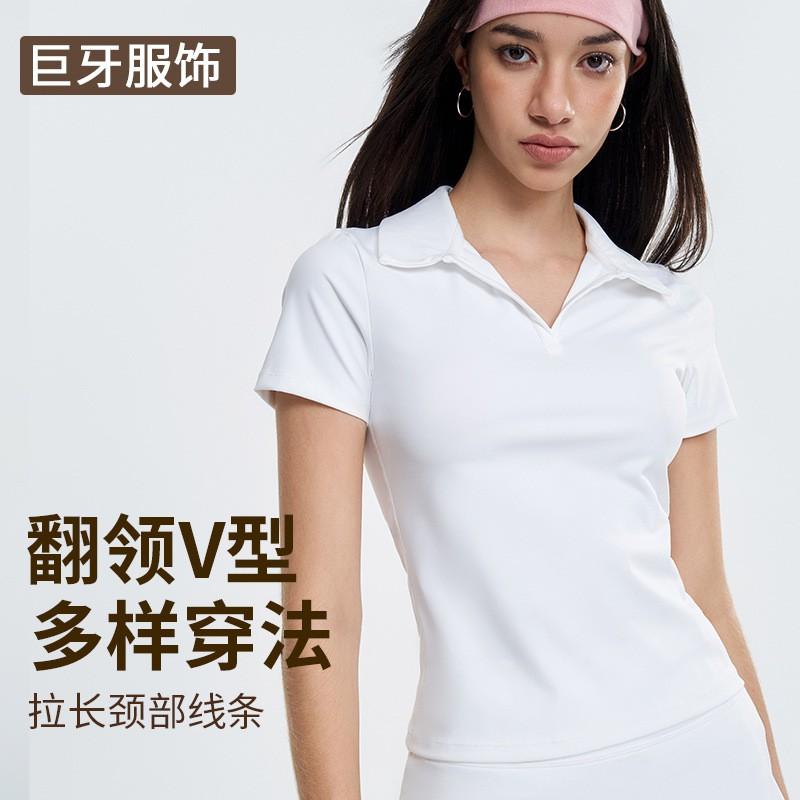 Womens Quick-Dry Polo-Neck Short Sleeve Top Tennis Skirt Set Yoga Fitness Workout