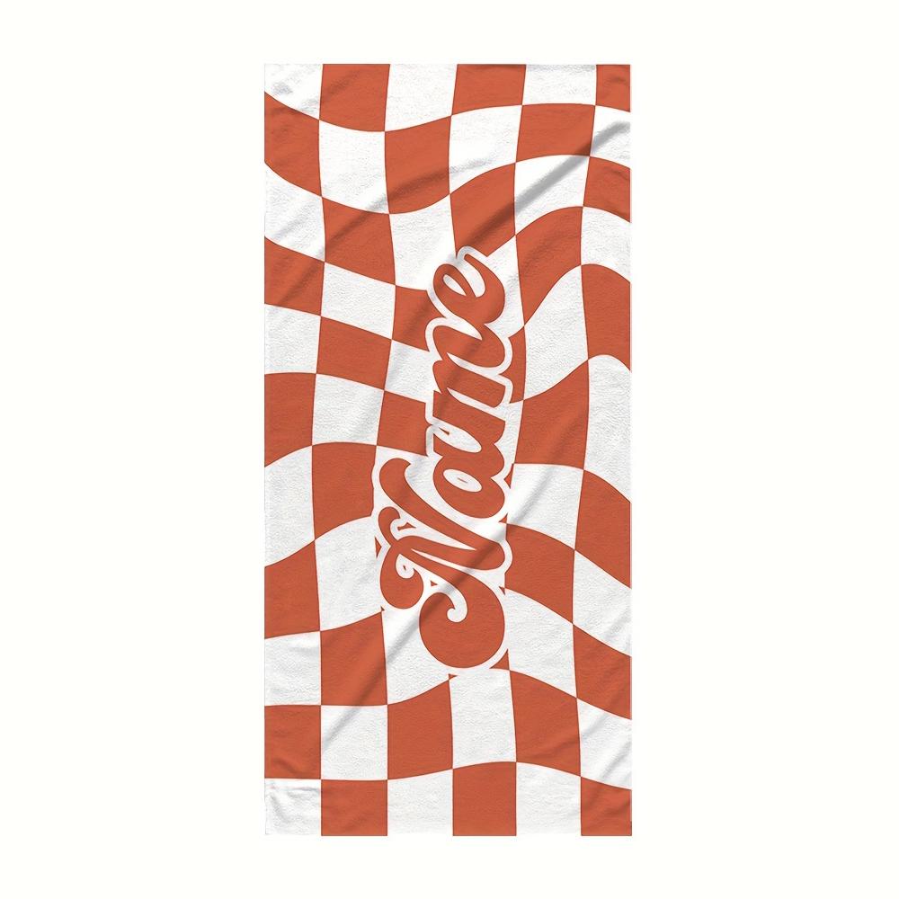 Personalized Grid Beach Towel Customize Name/Logo Oversized Microfiber Towel Summer Party Gift For Beach Swimming Bath Sports