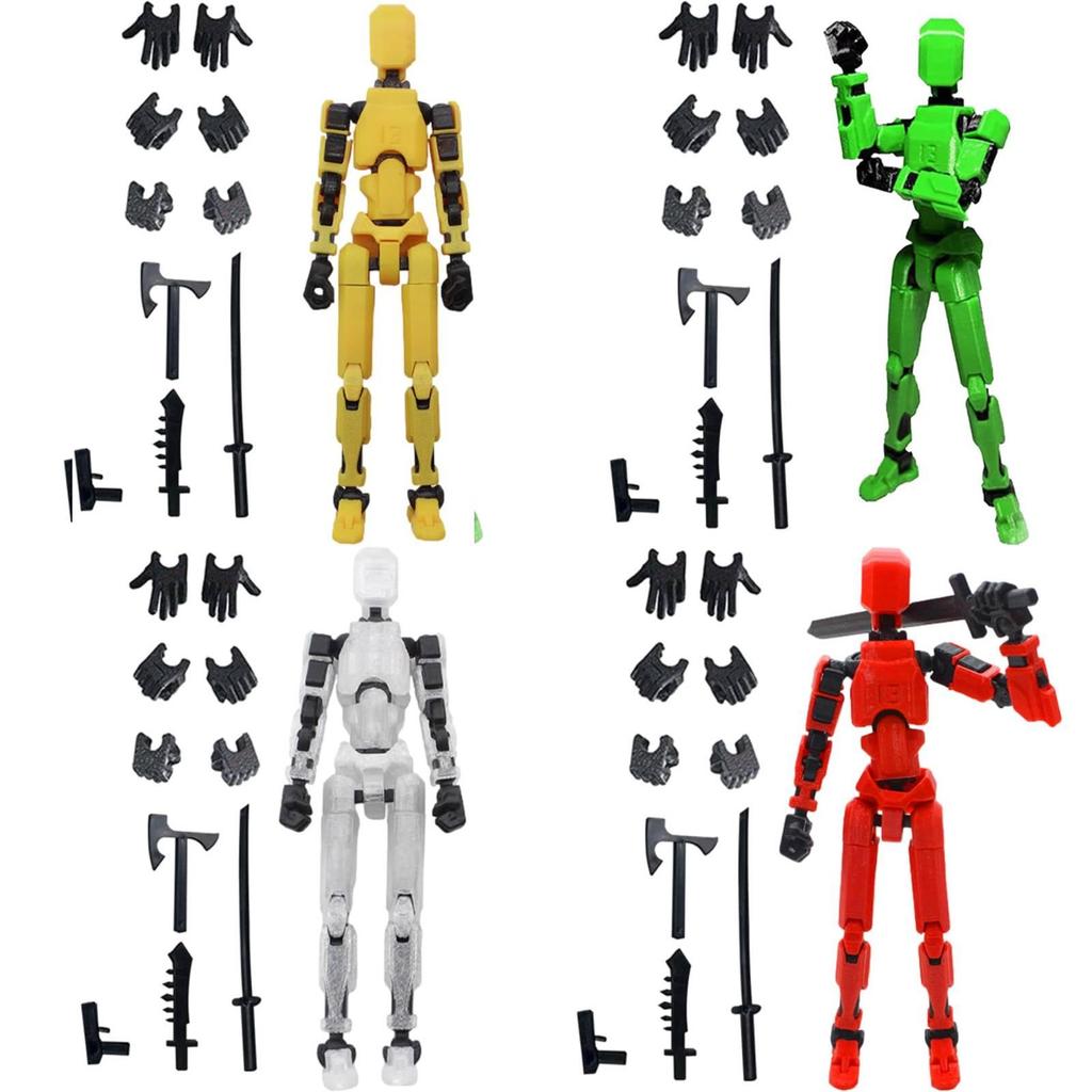 3d Printed Lucky Articulated Doll Toy For Emotional Visual And Intellectual Development Red With 3 Hand Types And 4 Weapons