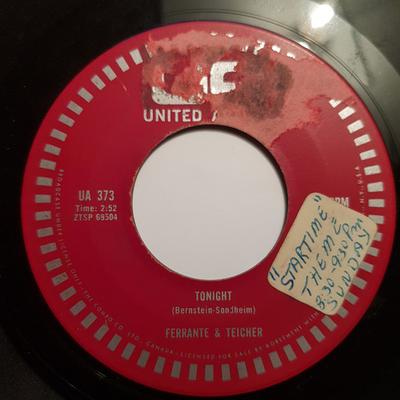 7inch Record FERRANTE & TEICHER - Tonight / Dream Of Love UA373 United Artists  1961 Canada Soundtracks & Musicals Used