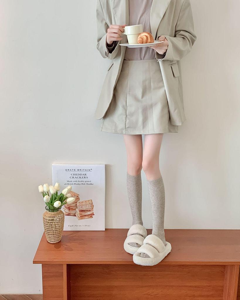 Soft Wool Cashmere Knee-High Scrunch Socks: Thick, Warm, Solid Color, Autumn/Winter Over-the-Knee Comfort