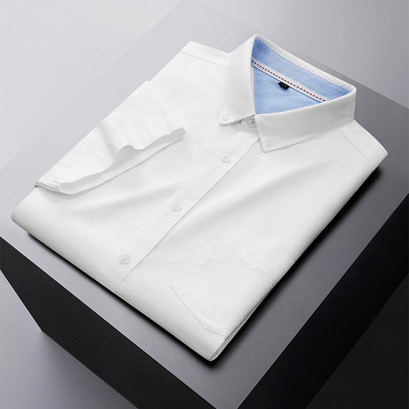 

First Wolf Large Size Men s Short Sleeve Shirt Business Casual Multi-Color Versatile Oxford Spinning Short Sleeve Shirt Fattened and Extended 7233*185/119