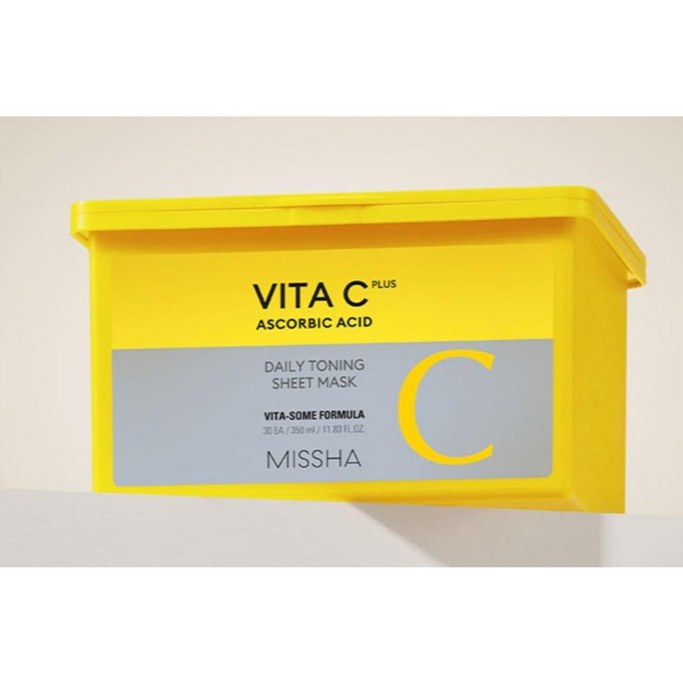 MISSHA Vita C Plus Daily Toning Sheet Mask, 30 sheets, 1 pack