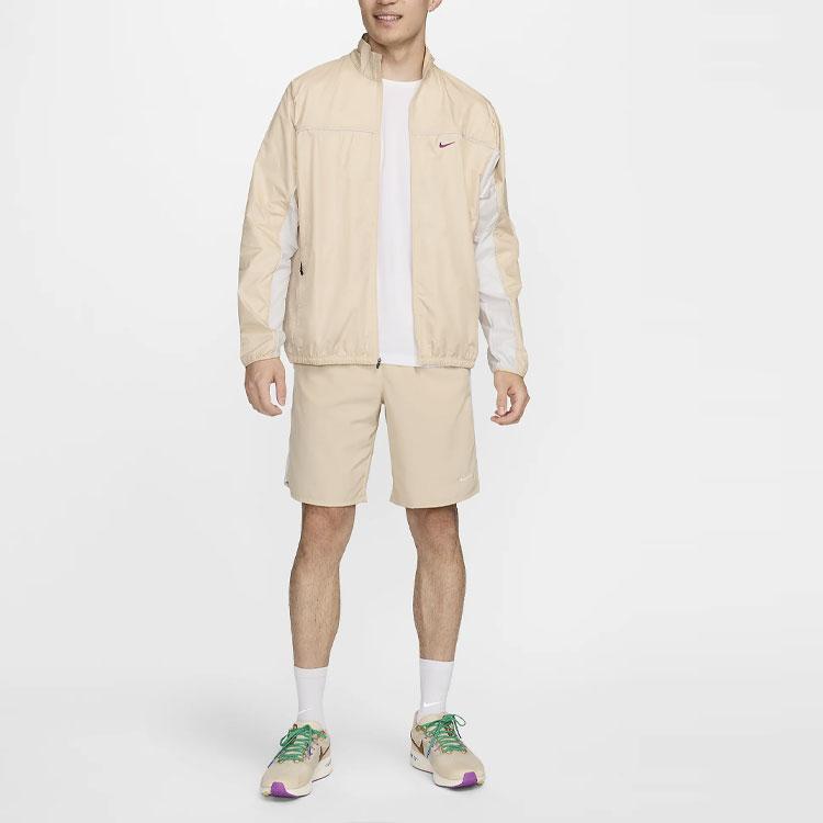 Nike Logo Embroidered Comfortable Casual Running Jacket Men Jacket Khaki HF4633-126