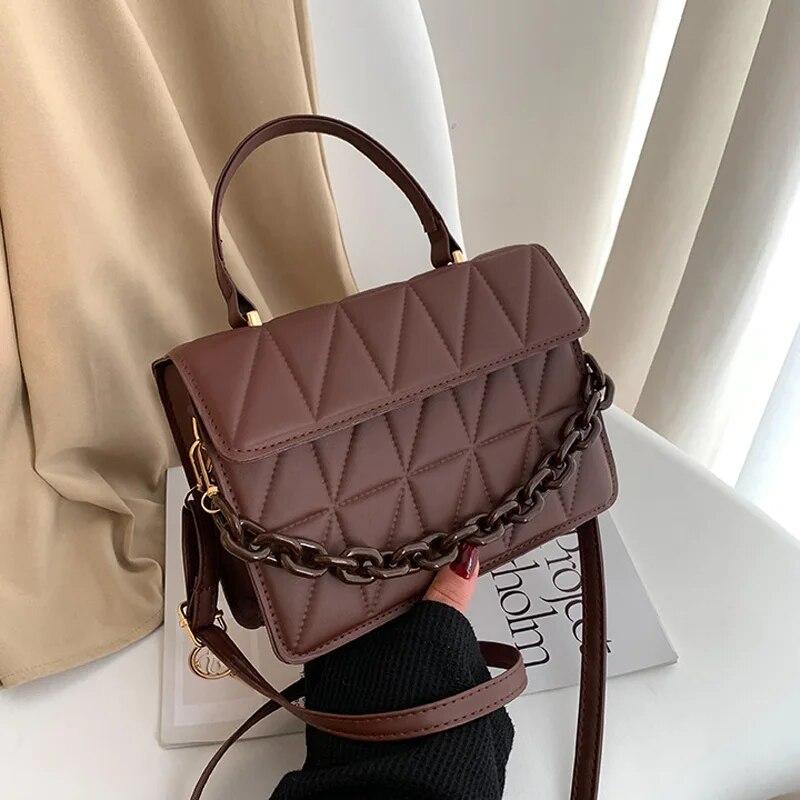 Square Plaid Small Handbags Crossbody Bags For Women  Chain Shoulder Bag For Travel