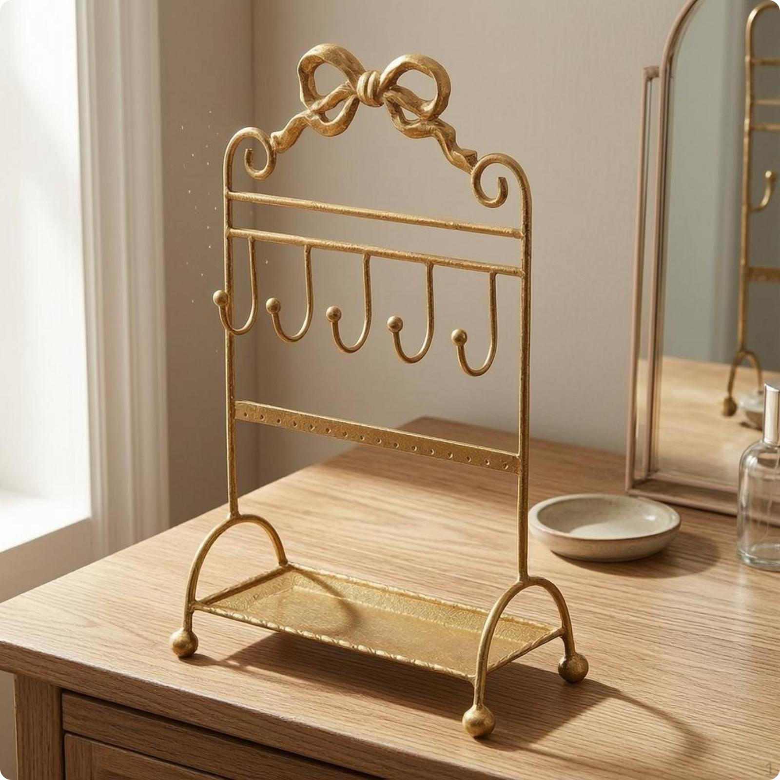 Jewelry Display Stand Gold-Tone Organizer Decorative
