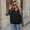 Women's Fashion Casual Spring Fall Leopard Print Long Sleeve Half Turtleneck Blouses  Shirts