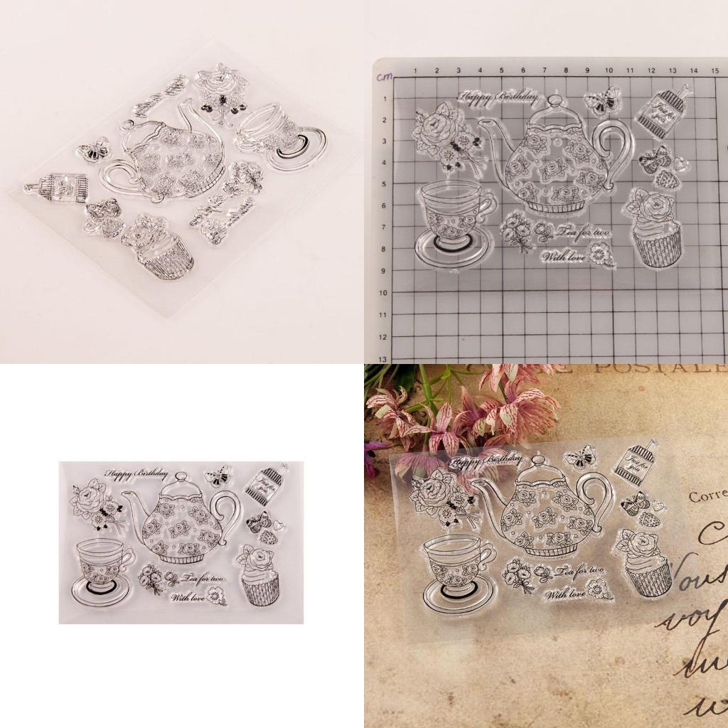 Teapot Flower Silicone Clear Seal Stamp DIY Scrapbooking Embossing Photo Album X3UC чистый