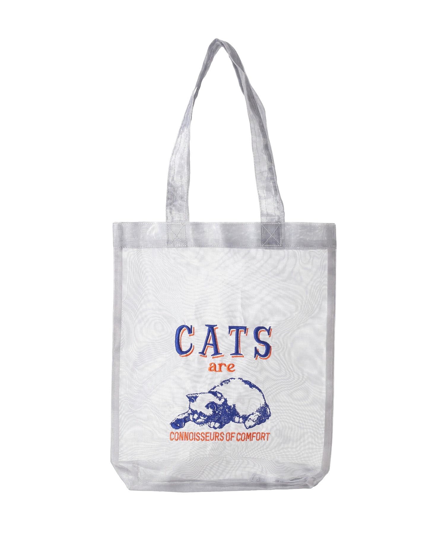 Embroidered sheer tote size F bag, silver,