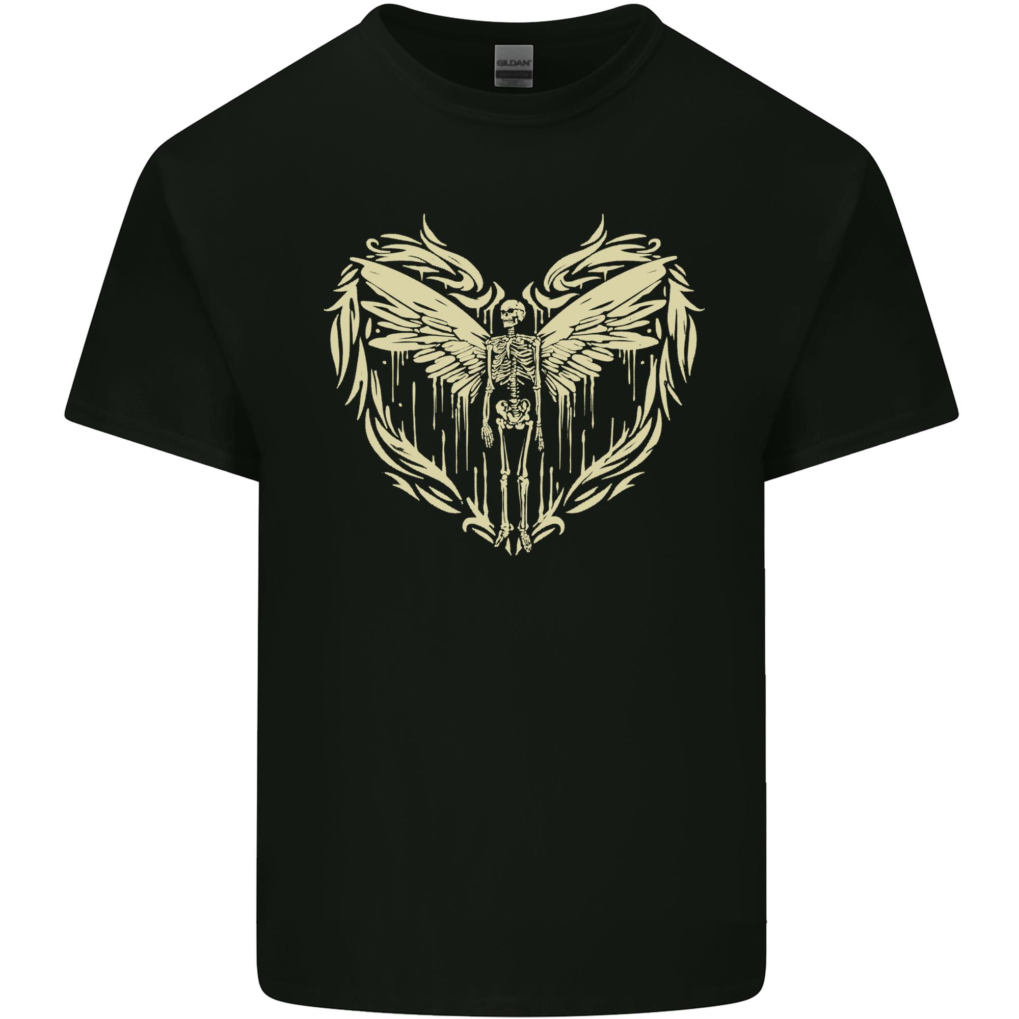 Heaven Angel Skeleton In a Heart Skull Unisexs Light Cotton TShirt S