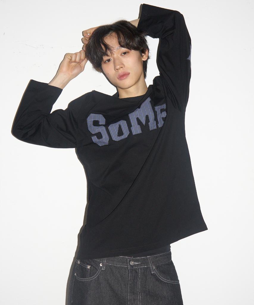 SOMEPLACE MAN Some Star Applique Point Oversized Long Sleeve T-Shirt _3 Colors