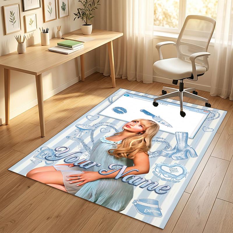 Personalized Crystal Velvet Carpet,Sabrina Carpenter Custom Printed Name, Plush Area Rug For Home Indoor Decor