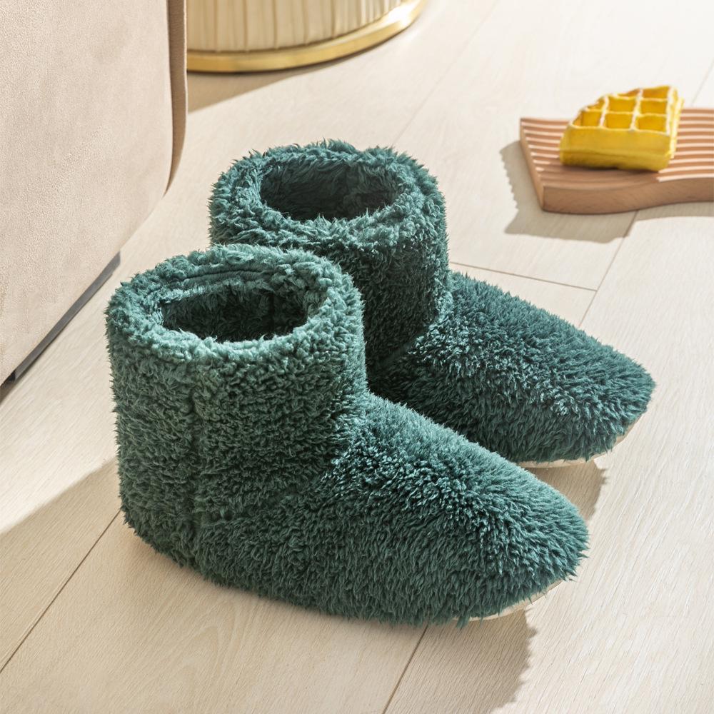 Japanese-Style High Heel Winter Boots & Indoor Plush Slippers for Women