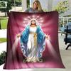 Jesus Jungfrau Maria Prayer Blanket- Lightweight Flannel Throw for Sofa ,Digital Printed Blanket with Soft & Worm Flannel Fabric