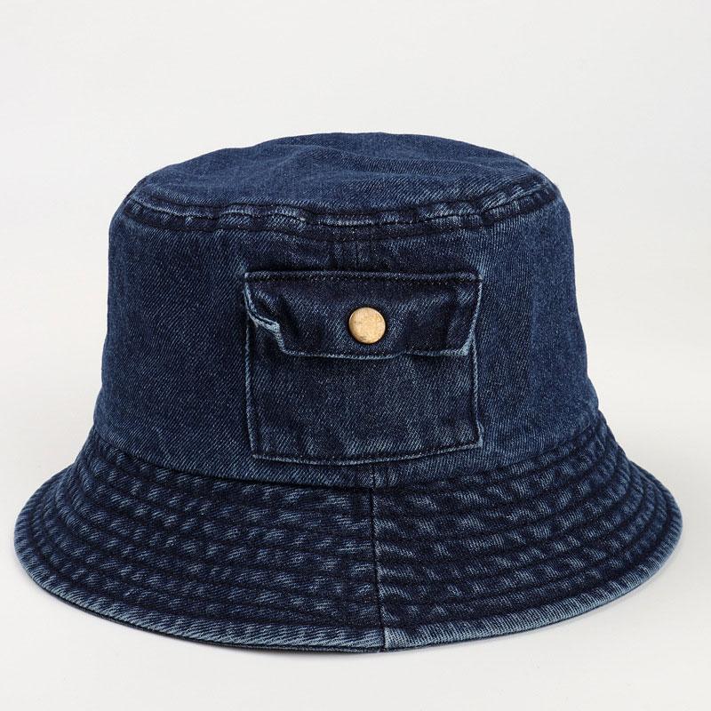 Korean Denim Bucket Hat for Women Vintage Solid Color Fisherman Cap Summer Outdoor Travel Girls Panama Sun Hats