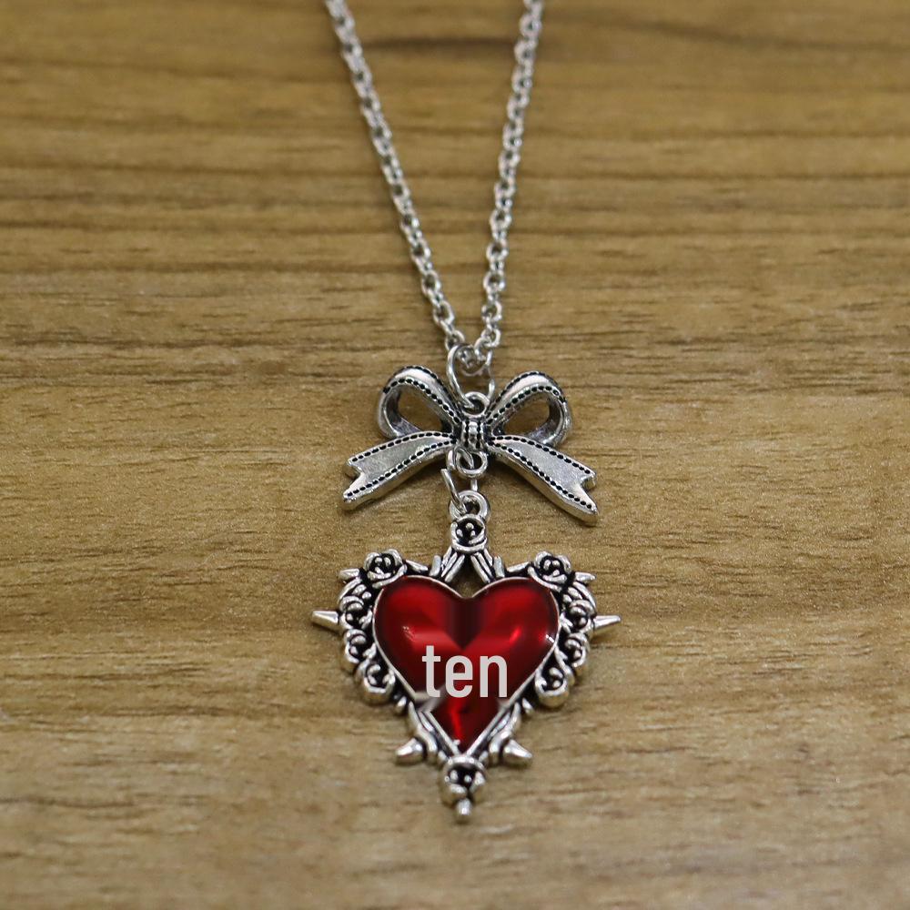 Gothic Punk Thorns Heart & Cross Bow Necklace - Retro Clavicle Chain, Ins Style