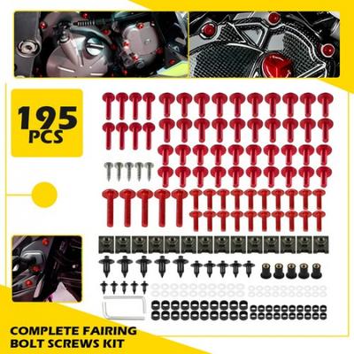 195PCS Motorcycle Complete Fairing Bolt Kit Body Screws Set Accessories Parts