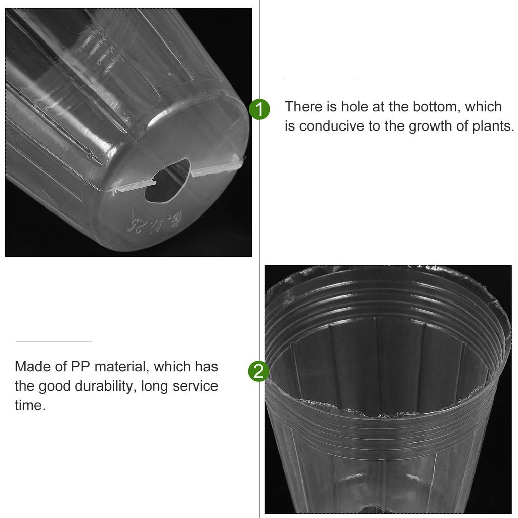 50Pcs Plastic Plant Nursery Pots Clear Small Seedling Pots with Drainage Holes for Succulent Orchid Bonsai Home Garden