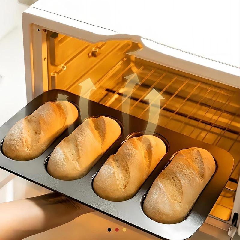Nonstick Perforated 4 Cup French Bread Mold Carbon Steel Baguette Pan Hot Dog Bun Pan Bakeware Toast Cake Baking Tray Baking Too