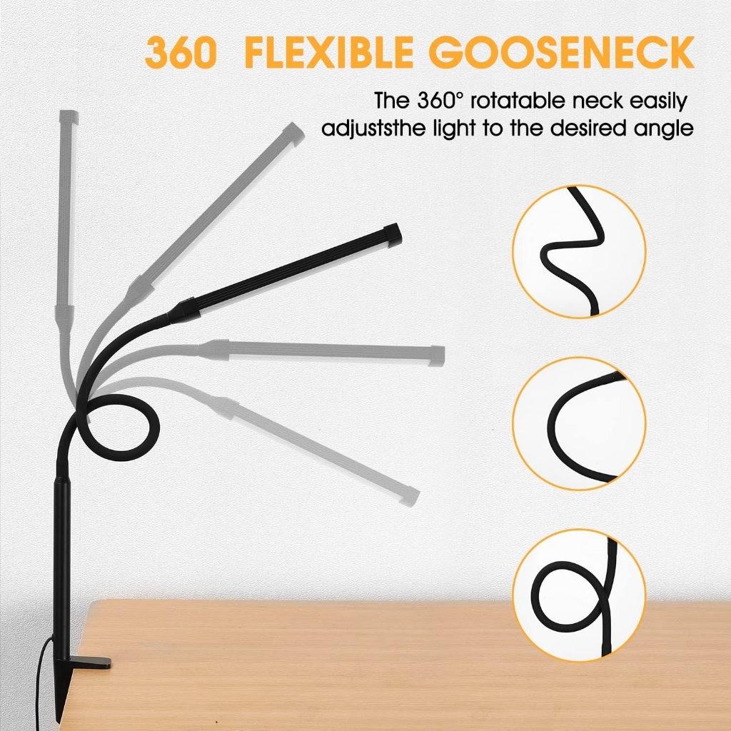 3-Colors 10 Brightness Adjustable Desk Lamp Eye Protection LED Home Office Clip-On Table Light Special Bedside Reading Lamp
