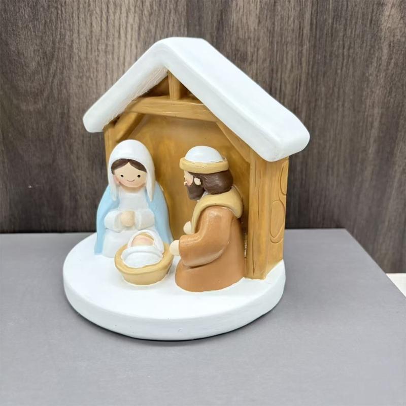 Julkrubbefigurer Heliga Familjen Figur Krubbfigur,Bordsdekoration Religiösa Juldekorationer för Sovrum Y5GB