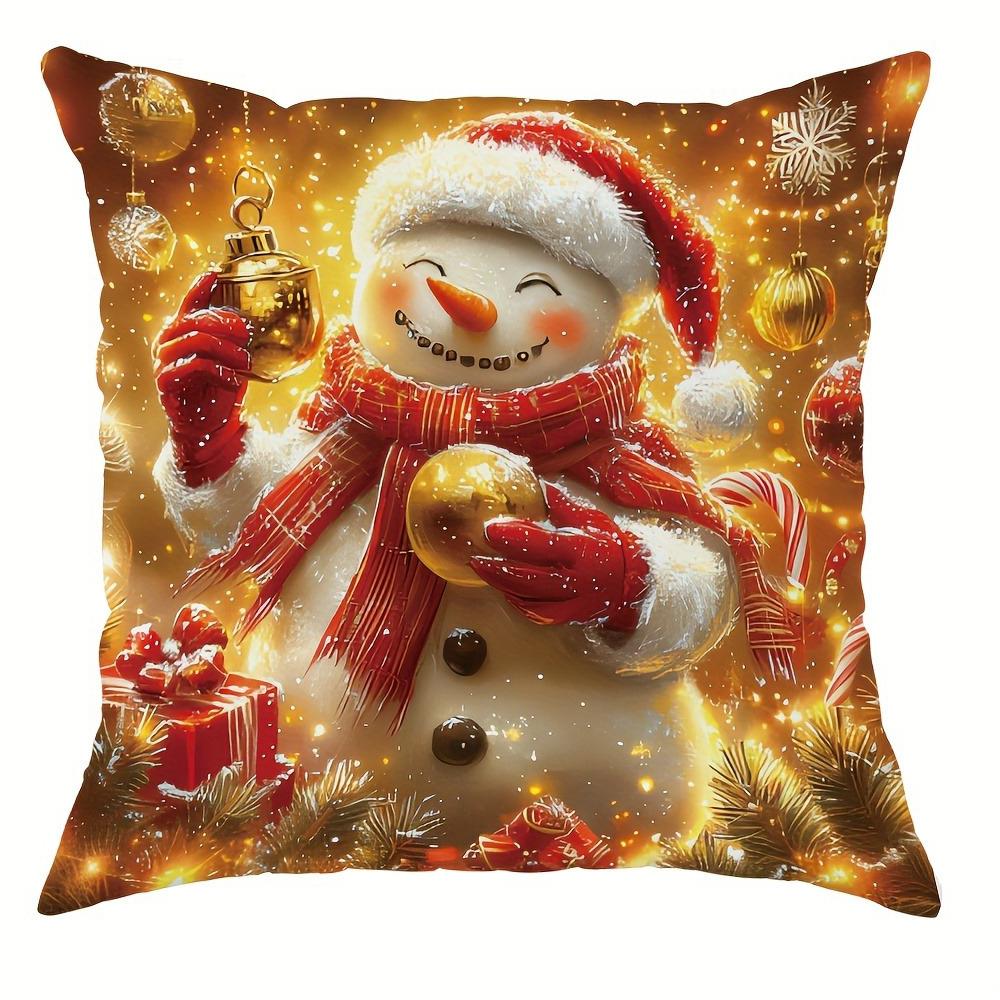 Christmas Decoration Pillowcase Santa Claus Carriage Snowman Garland Pattern Suitable for Home Room Sofa Cushion Cover