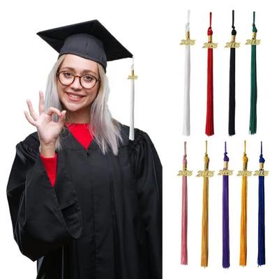 Style 2026 Tassel Académique Suspendue Alliage d'Aluminium Polyester Chapeau de Diplôme Tassel 9 Couleurs Bricolage Déguisement Étudiant Tassel