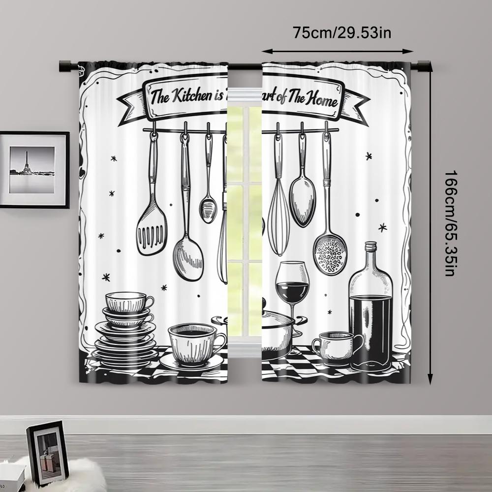 2pcs, Curtain Set Classic Plaid Machine Washable Fabric (without Rod) All Seasons Ldeal for Living Room, Bedroom, Kitchen,